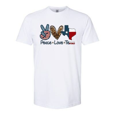 Peace Love Texas TX Texas Flag Funny City Home Roots Softstyle CVC T-Shirt