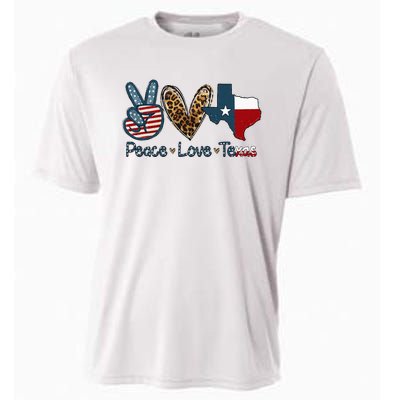 Peace Love Texas TX Texas Flag Funny City Home Roots Cooling Performance Crew T-Shirt