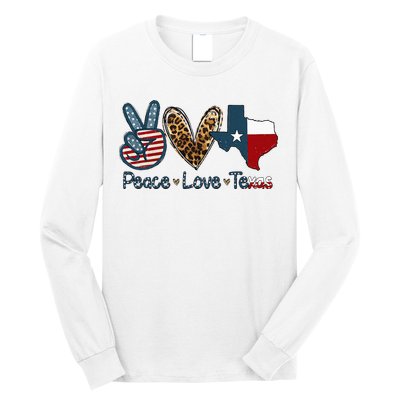 Peace Love Texas TX Texas Flag Funny City Home Roots Long Sleeve Shirt