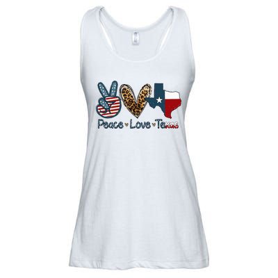 Peace Love Texas TX Texas Flag Funny City Home Roots Ladies Essential Flowy Tank