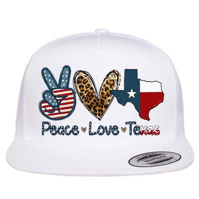 Peace Love Texas TX Texas Flag Funny City Home Roots Flatbill Hat