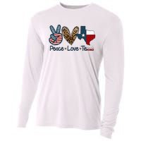 Peace Love Texas TX Texas Flag Funny City Home Roots Cooling Performance Long Sleeve Crew