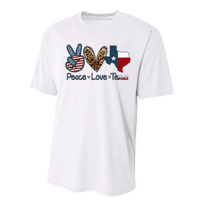 Peace Love Texas TX Texas Flag Funny City Home Roots Performance Sprint T-Shirt