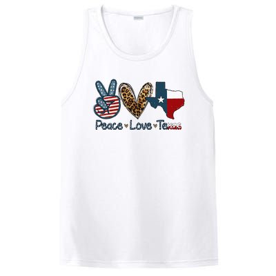 Peace Love Texas TX Texas Flag Funny City Home Roots PosiCharge Competitor Tank