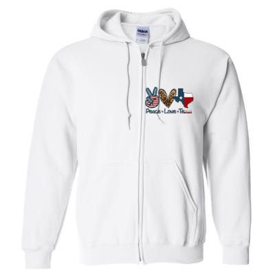 Peace Love Texas TX Texas Flag Funny City Home Roots Full Zip Hoodie