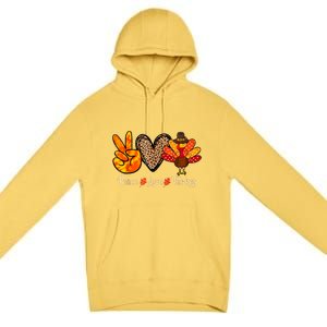 Peace Love Turkey Little Pilgrim Thanksgiving Premium Pullover Hoodie