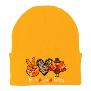 Peace Love Turkey Little Pilgrim Thanksgiving Knit Cap Winter Beanie