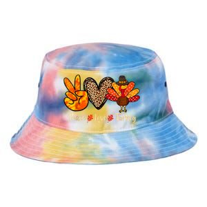 Peace Love Turkey Little Pilgrim Thanksgiving Tie Dye Newport Bucket Hat