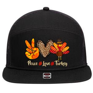 Peace Love Turkey Little Pilgrim Thanksgiving 7 Panel Mesh Trucker Snapback Hat