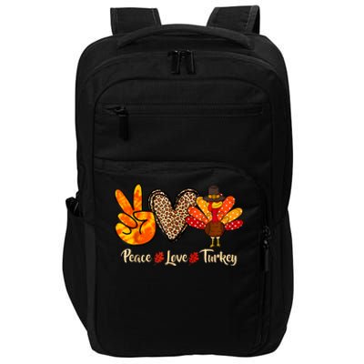 Peace Love Turkey Little Pilgrim Thanksgiving Impact Tech Backpack