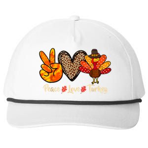 Peace Love Turkey Little Pilgrim Thanksgiving Snapback Five-Panel Rope Hat