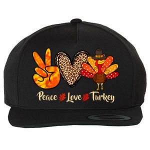 Peace Love Turkey Little Pilgrim Thanksgiving Wool Snapback Cap