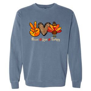 Peace Love Turkey Little Pilgrim Thanksgiving Garment-Dyed Sweatshirt