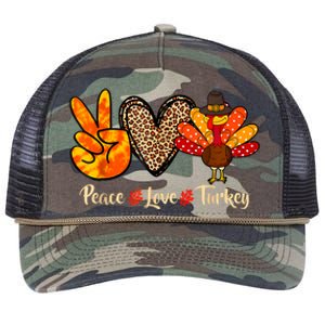 Peace Love Turkey Little Pilgrim Thanksgiving Retro Rope Trucker Hat Cap