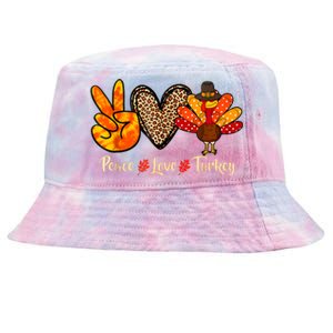 Peace Love Turkey Little Pilgrim Thanksgiving Tie-Dyed Bucket Hat