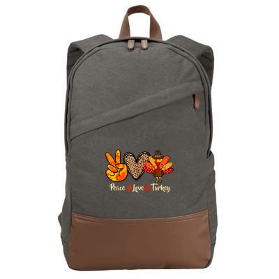 Peace Love Turkey Little Pilgrim Thanksgiving Cotton Canvas Backpack