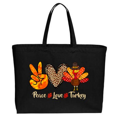 Peace Love Turkey Little Pilgrim Thanksgiving Cotton Canvas Jumbo Tote