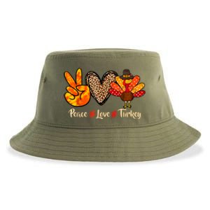 Peace Love Turkey Little Pilgrim Thanksgiving Sustainable Bucket Hat