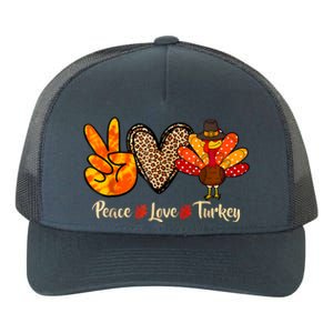 Peace Love Turkey Little Pilgrim Thanksgiving Yupoong Adult 5-Panel Trucker Hat