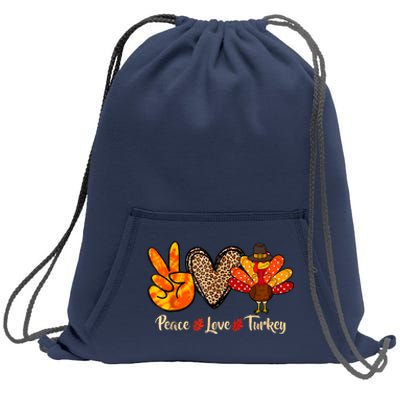 Peace Love Turkey Little Pilgrim Thanksgiving Sweatshirt Cinch Pack Bag