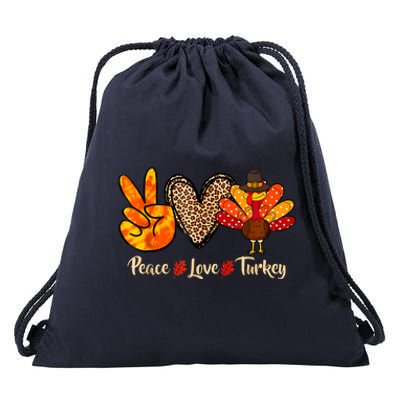 Peace Love Turkey Little Pilgrim Thanksgiving Drawstring Bag