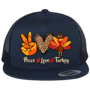 Peace Love Turkey Little Pilgrim Thanksgiving Flat Bill Trucker Hat