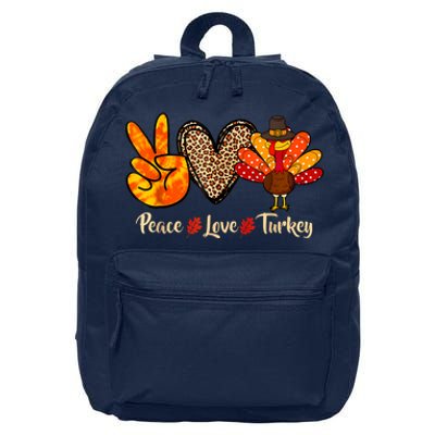 Peace Love Turkey Little Pilgrim Thanksgiving 16 in Basic Backpack