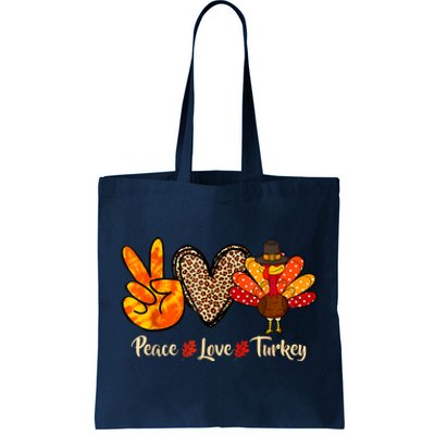 Peace Love Turkey Little Pilgrim Thanksgiving Tote Bag