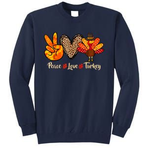 Peace Love Turkey Little Pilgrim Thanksgiving Tall Sweatshirt