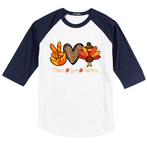 Peace Love Turkey Little Pilgrim Thanksgiving Baseball Sleeve Shirt