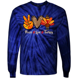 Peace Love Turkey Little Pilgrim Thanksgiving Tie-Dye Long Sleeve Shirt