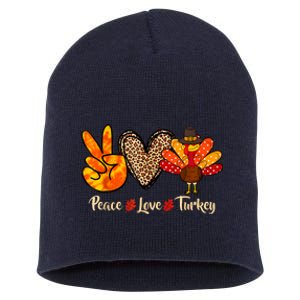 Peace Love Turkey Little Pilgrim Thanksgiving Short Acrylic Beanie