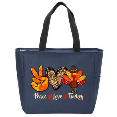 Peace Love Turkey Little Pilgrim Thanksgiving Zip Tote Bag