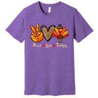 Peace Love Turkey Little Pilgrim Thanksgiving Premium T-Shirt