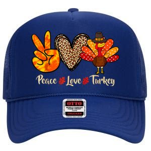 Peace Love Turkey Little Pilgrim Thanksgiving High Crown Mesh Back Trucker Hat