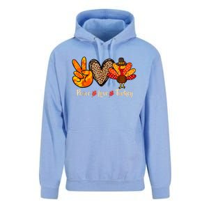 Peace Love Turkey Little Pilgrim Thanksgiving Unisex Surf Hoodie