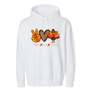 Peace Love Turkey Little Pilgrim Thanksgiving Garment-Dyed Fleece Hoodie