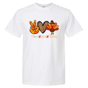 Peace Love Turkey Little Pilgrim Thanksgiving Garment-Dyed Heavyweight T-Shirt