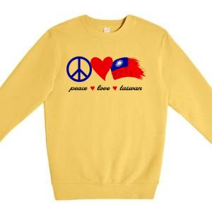 Peace Love Taiwan Taiwanese Flag I Stand With Taiwan Gift Premium Crewneck Sweatshirt