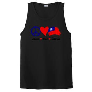 Peace Love Taiwan Taiwanese Flag I Stand With Taiwan Gift PosiCharge Competitor Tank