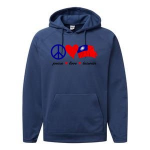 Peace Love Taiwan Taiwanese Flag I Stand With Taiwan Gift Performance Fleece Hoodie