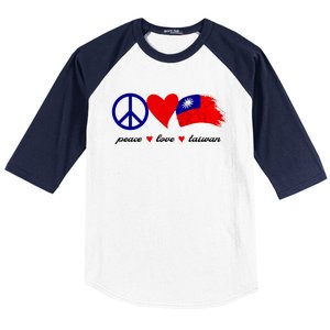 Peace Love Taiwan Taiwanese Flag I Stand With Taiwan Gift Baseball Sleeve Shirt