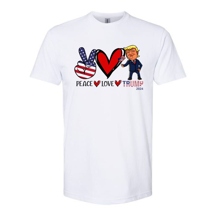 Peace Love Trump 2024 Us Flag President Trump Return Support Softstyle CVC T-Shirt