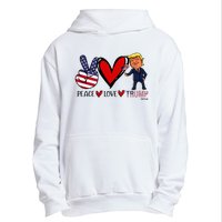 Peace Love Trump 2024 Us Flag President Trump Return Support Urban Pullover Hoodie