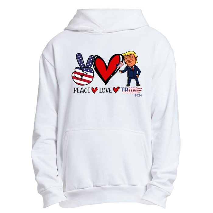 Peace Love Trump 2024 Us Flag President Trump Return Support Urban Pullover Hoodie