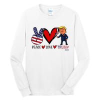 Peace Love Trump 2024 Us Flag President Trump Return Support Tall Long Sleeve T-Shirt