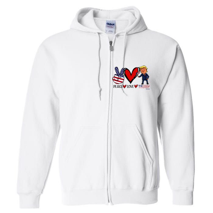 Peace Love Trump 2024 Us Flag President Trump Return Support Full Zip Hoodie