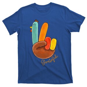 Peace Love Turkey Grateful Turkey Hand Sign Thanksgiving T-Shirt