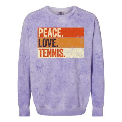 Peace Love Tennis Funny Mother Father Tennis Lover Vintage Gift Colorblast Crewneck Sweatshirt