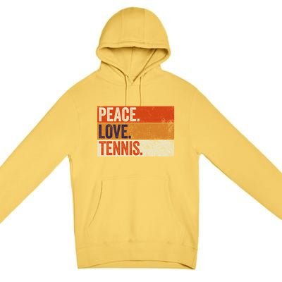 Peace Love Tennis Funny Mother Father Tennis Lover Vintage Gift Premium Pullover Hoodie